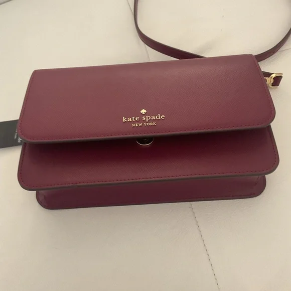 kate spade Burgundy Crossbody Bag with Gold Hardware - Picture 4 of 5